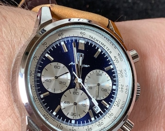 Poedagar Chronograph watch with  Blue dial 41.5mm case