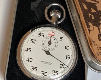 VINTAGE Stadion Art Deco-styled 7 Jewels Stopwatch Made in