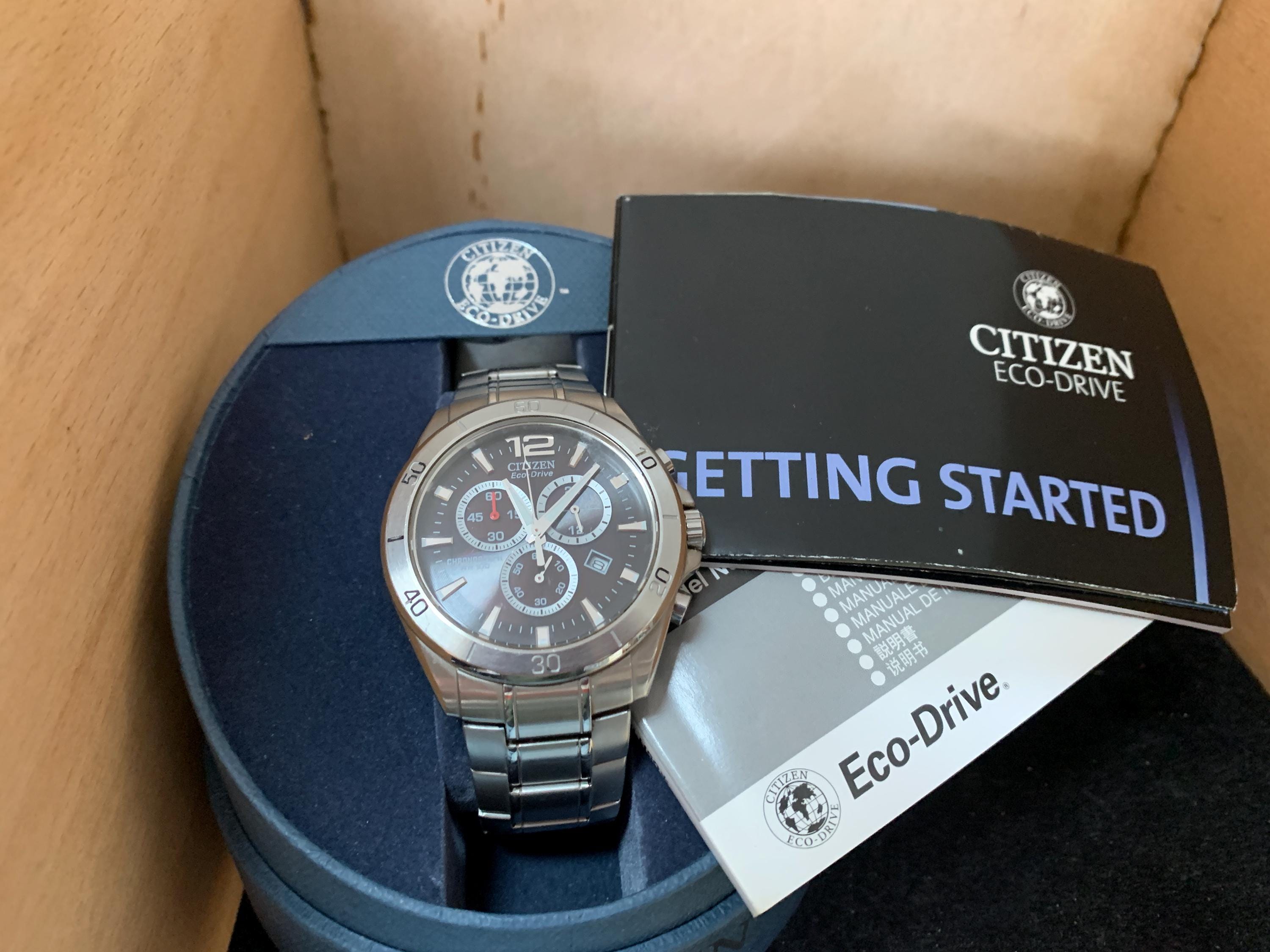 Men's Citizen Chronograph H500 Black Eco-drive Watch Boxed - Etsy
