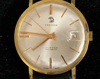 Prachtige Vintage Tressa Gents Jurk Horloge. 17 J Incabloc Dater Etsy Nederland