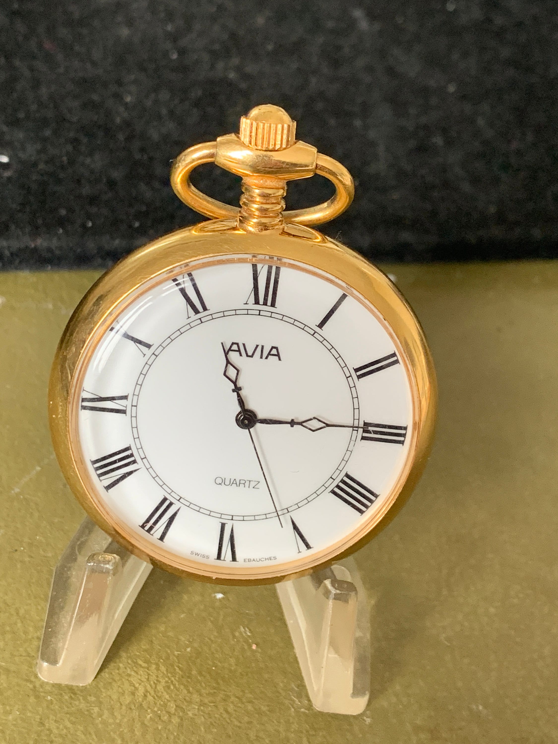 Vintage Open Face Dress Pocket Watch by Avia Etsy