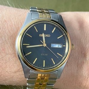 Seiko Solar Analog Day Date Watch V158 0AA0 With Original - Etsy UK