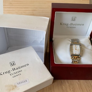Beautiful Krug Baumen Gents Tuxedo White Dial Watch 1963KM Boxed