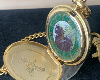 Reloj de bolsillo y cadena vintage Franklin Mint de Nigel Hemming