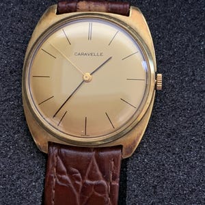 Gents 1970 Caravelle by Bulova wristwatch ST AS 1800 movement gold-tone dial AF image 4