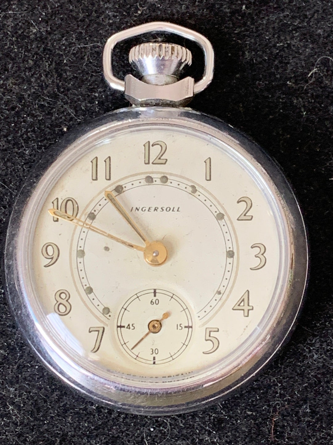 Vintage Ingersoll Pocket Watch C1964 With Deco Style Dial Etsy