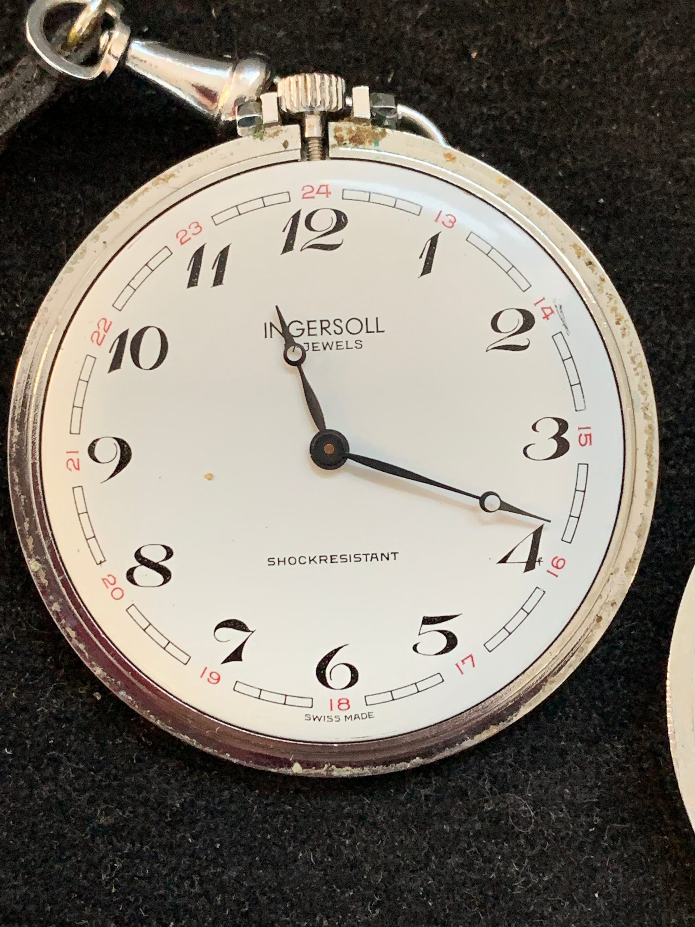 Ingersoll Mens Pocket Watch 17 Jewels Pocket Watch Complete With Leather Military Style Albert and Box Etsy Canada