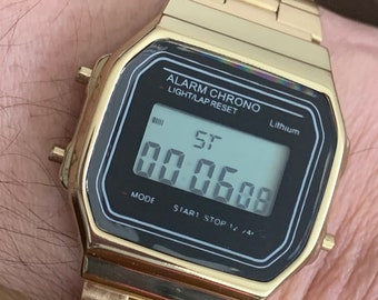 Retro Styled Gents Bellfield LCD Digital Alarm Chrono Watch Working  Boxed