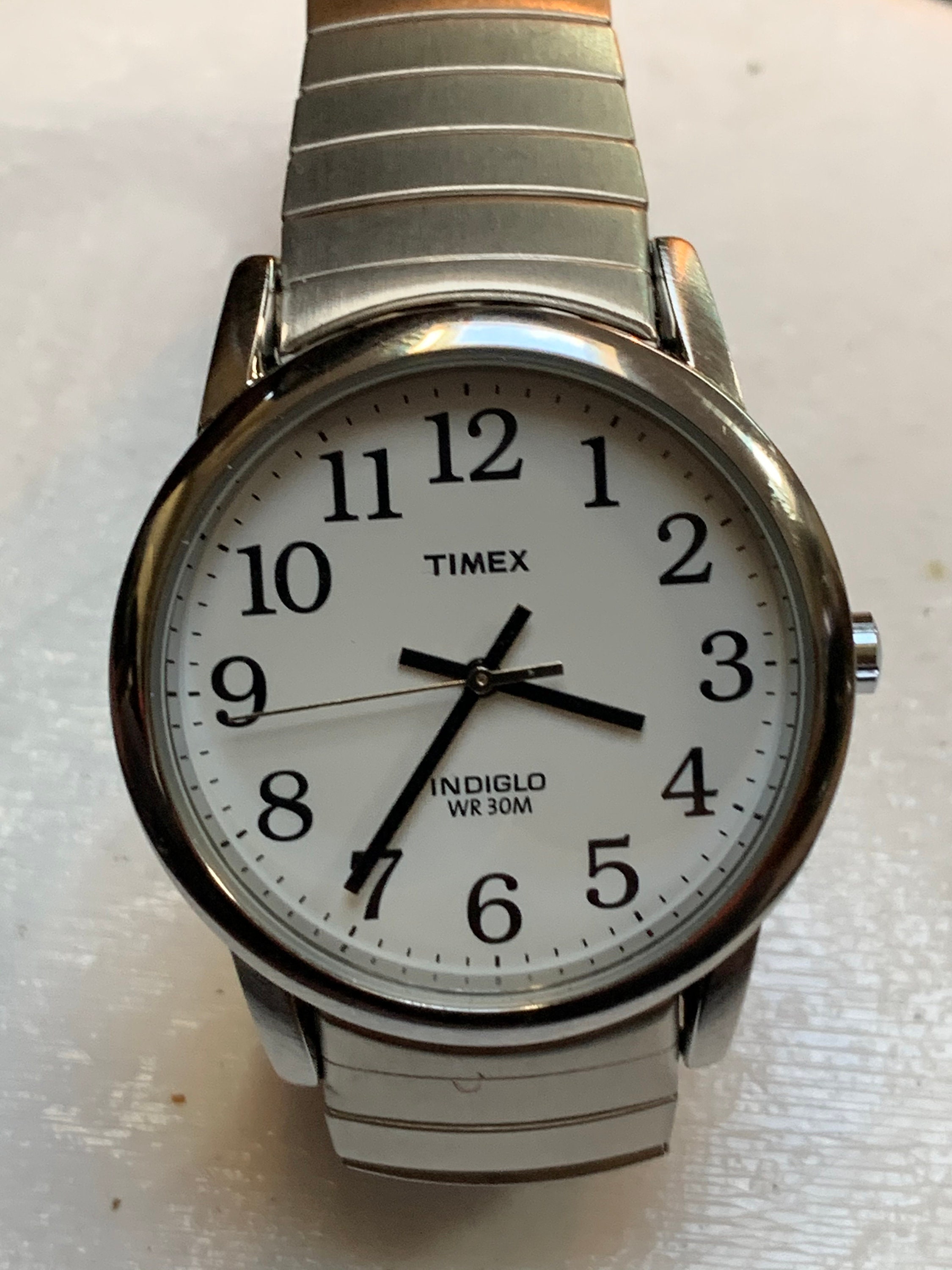 Timex Men's Indiglo CR2016 Cell WR 30M Stainless Steel Back Leather Watch Band