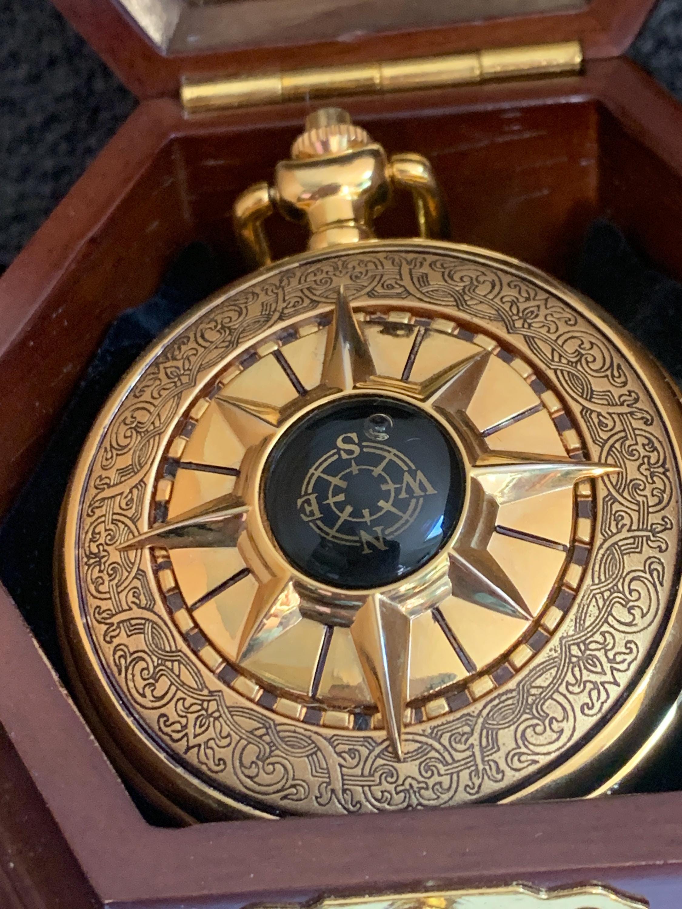 Franklin Mint Cutty Sark Compass Pocket Watch and Display Case