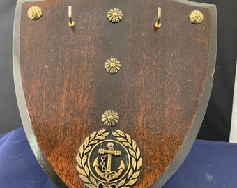 Vintage Wooden Shield Shaped Navel Themed pocket watch stand