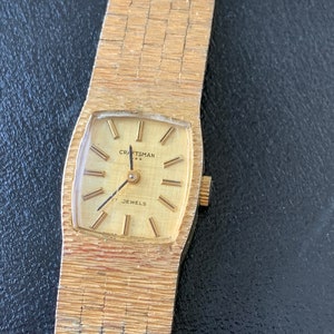 Vintage Craftsman 17 Jewels Ladies watch with Rectangular Dial in an integrated Strap