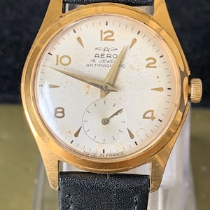 Seltene 1940/50S Vintage AERO 15 Jewel cal Lorsa 237B Mens French Made Uhr