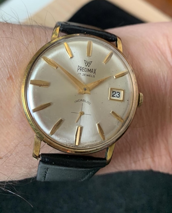 Rare Vintage Gents 1960s Precimax P 336N Dress Watch 17 Jewel With