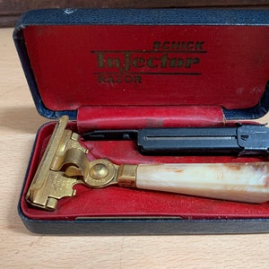 C1940s Schick Injector Razor Bakelite  Handle Blue Case , Black loader canada