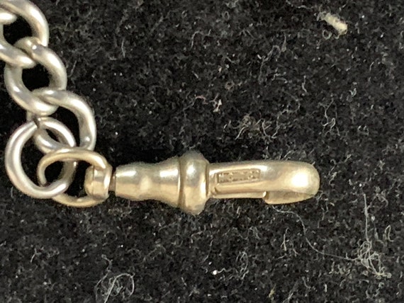 Antique White Metal Albert chain with  coins/ tokens View 6