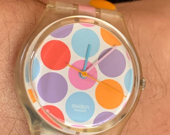 Vintage Swatch Watch  Jeu De Billes  polka dot pre-owned with new battery and box
