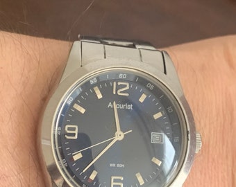 Mens Accurist Chronograph Gents All Stainless Steel Chronograph