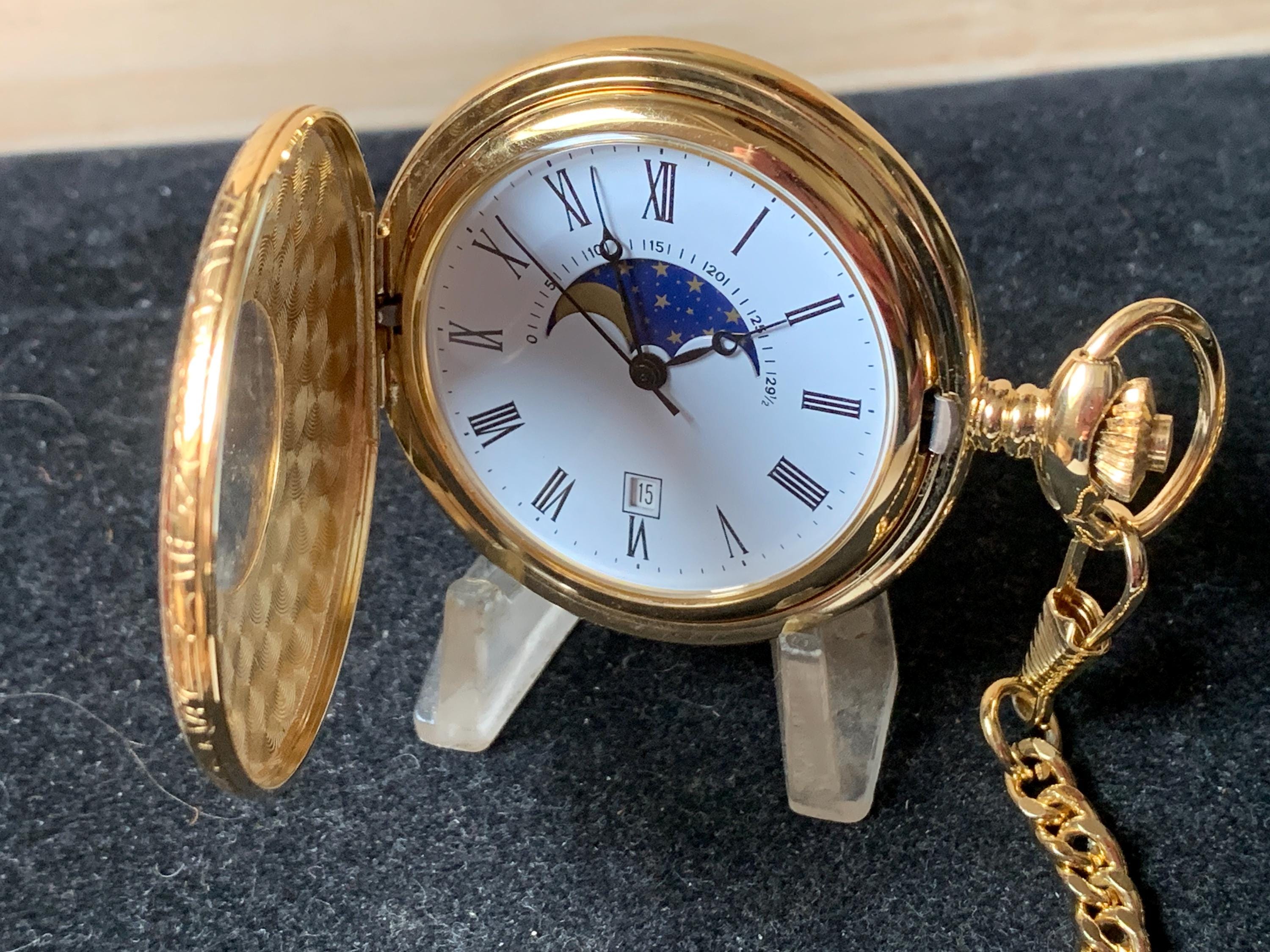 Quartz Silver Antique Pocket Watch Half Hunter Quartz Pocket Watch