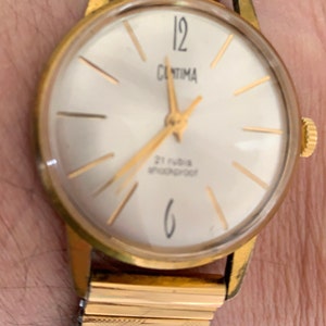 Vintage Contima Hand-Winding Wristwatch 21 Jewels watch in watch tin