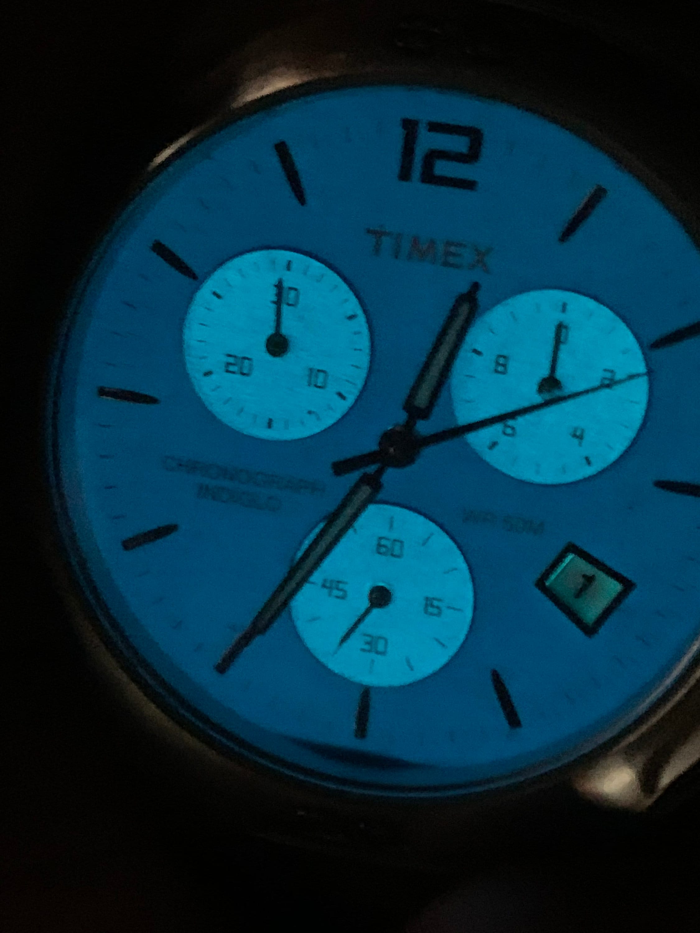 Timex chronograph indiglo wr clearance 50m