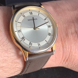 Mens classic Sekonda Quartz New Brown Strap Watch 3734