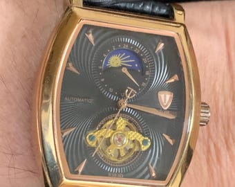 Chunky  Tevise  Tourbillon Day Night Phase Mens Automatic Mechanical Watch
