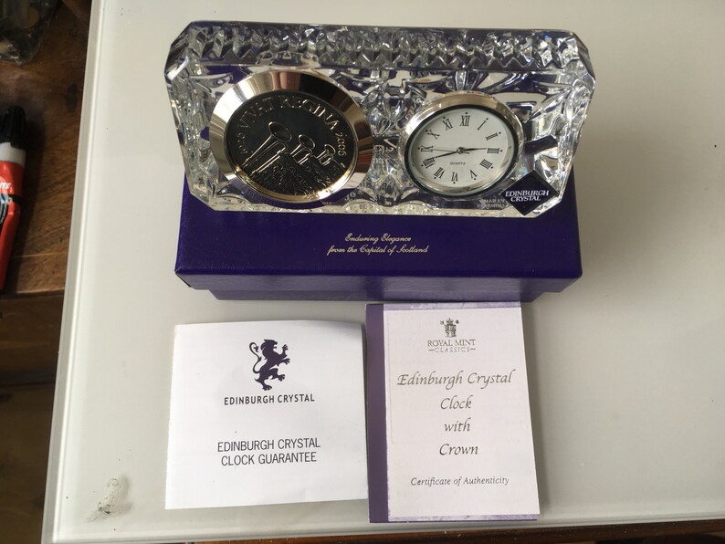 Limited Edition Stunning Edinburgh Crystal Clock with Trumpets Etsy