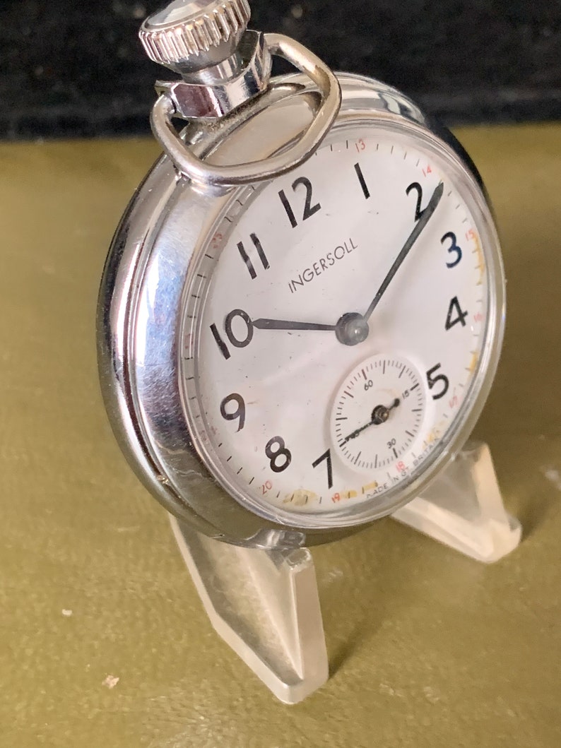Vintage Ingersoll Pocket Watch From 1975 With 24 Hour Dial Etsy