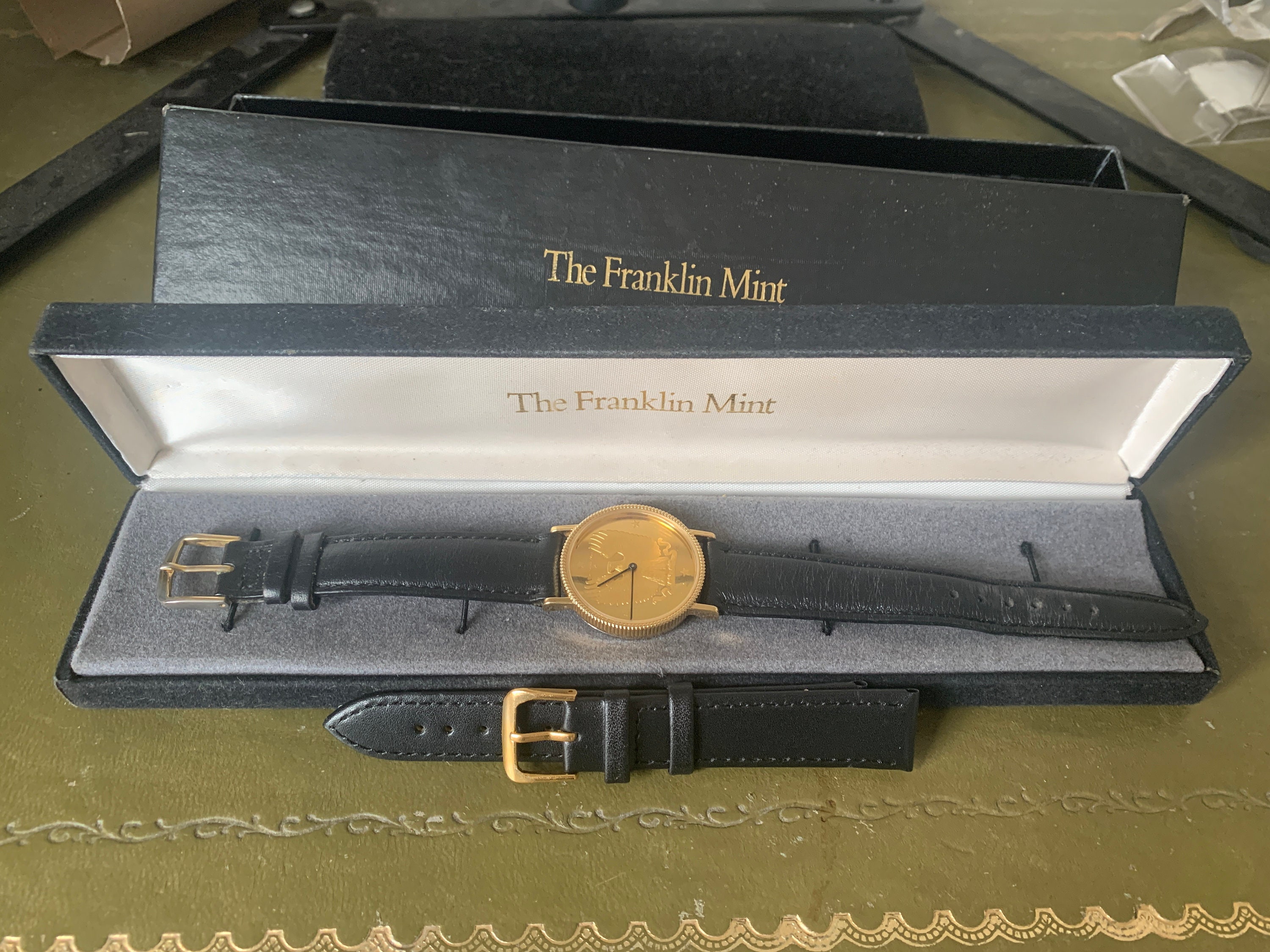 THE FRANKLIN MINT 925 STERLING クォーツ 腕時計 Franklin Mint Sword of Kings Sterling Silver Dial Gold Plated