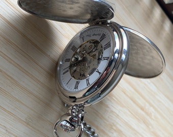 Ornate HERITAGE TIME Double Opening Full Hunter Skeleton Pocket Watch and Chain Etsy