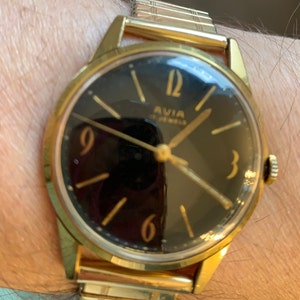 Vintage Black Dial  Men&#39;s Avia 15 JEWELS Swiss made Watch