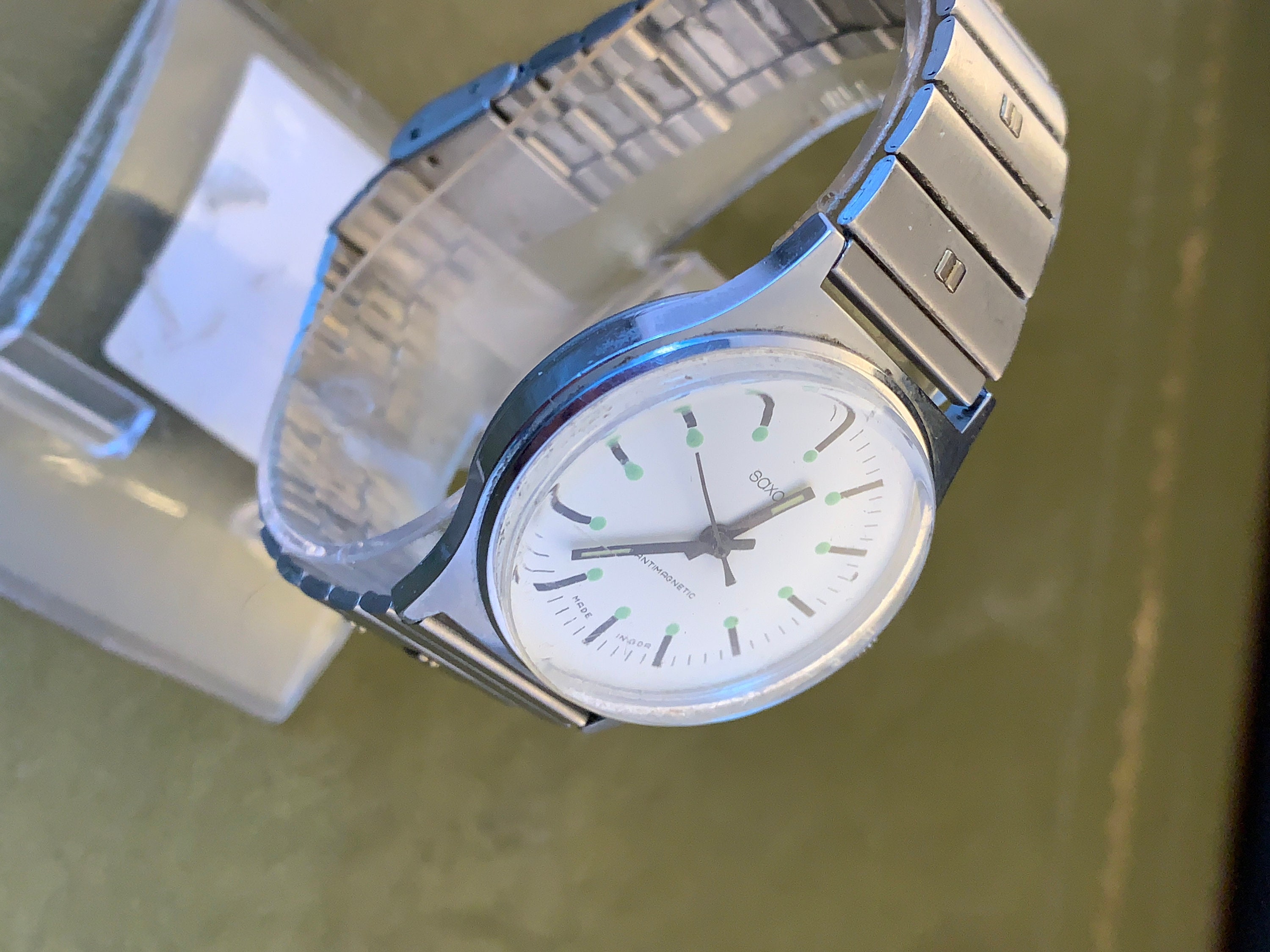 Montre Bracelet Vintage Saxon Antimagnetic - Pour Homme, Ancienne, Non Testée - Occasion Très Bon état