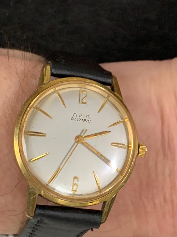 Beautiful Vintage Gents Avia Olympic 17 Jewels Swiss Made Incabloc Beautiful Vintage Gents Avia Olympic 17 Jewels Swiss Made Incabloc
