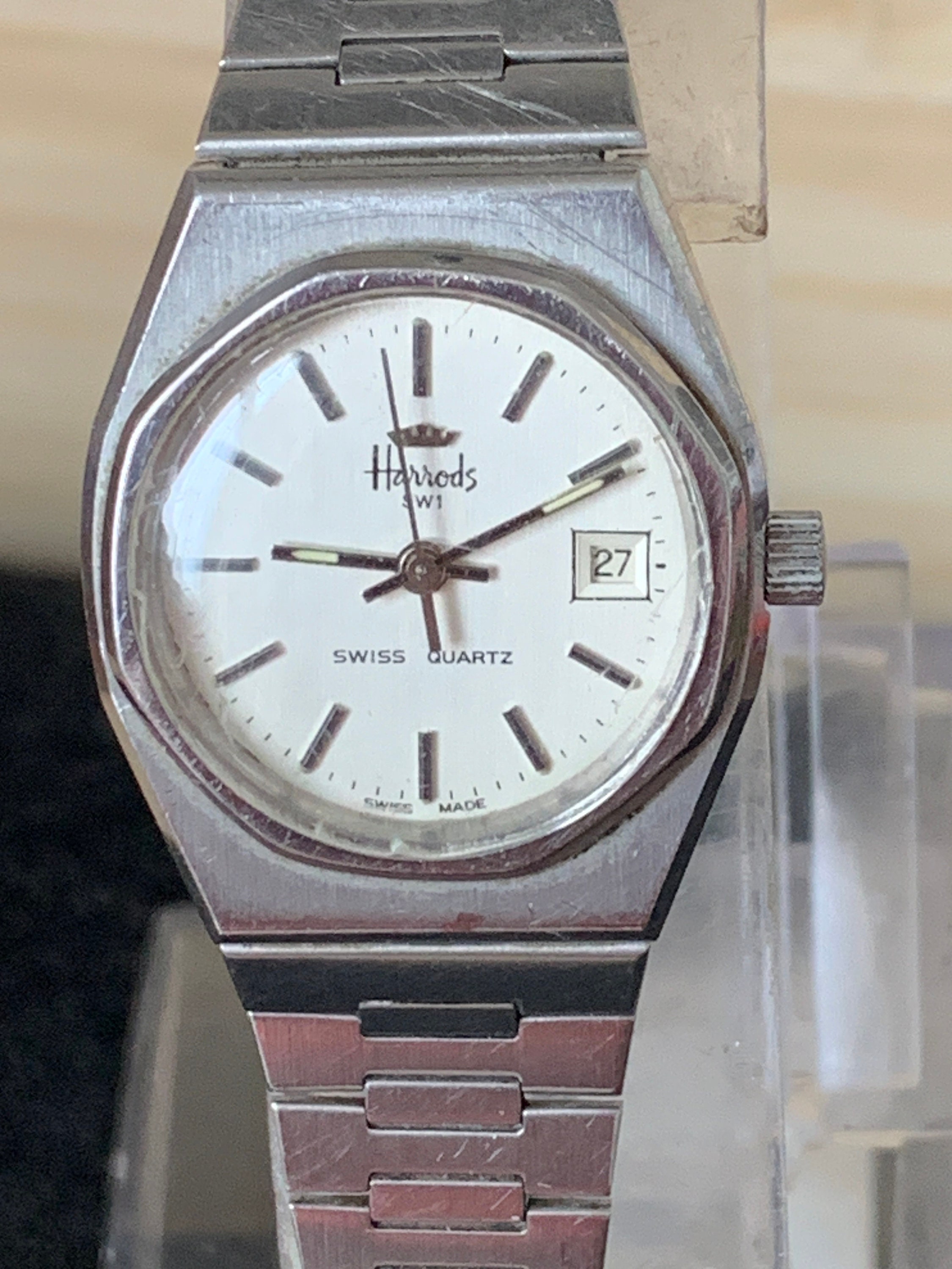 Vintage Ladies Harrods All Steel Silver Tone by Fortis With