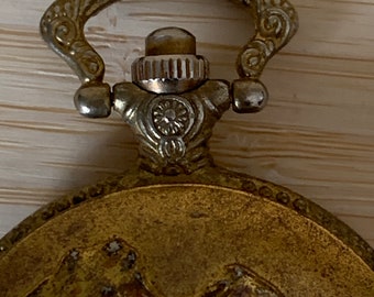 Orologio Da Taschino Al Quarzo Uomo 47mm Cassa Bronzo Cacciatore Quadrante Bianco Con Catena