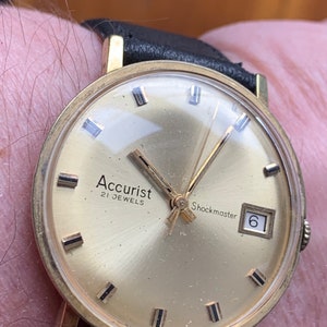 Vintage Gents  Accurist Shockmaster Gold Plated Dress Watch 21 Jewel movement