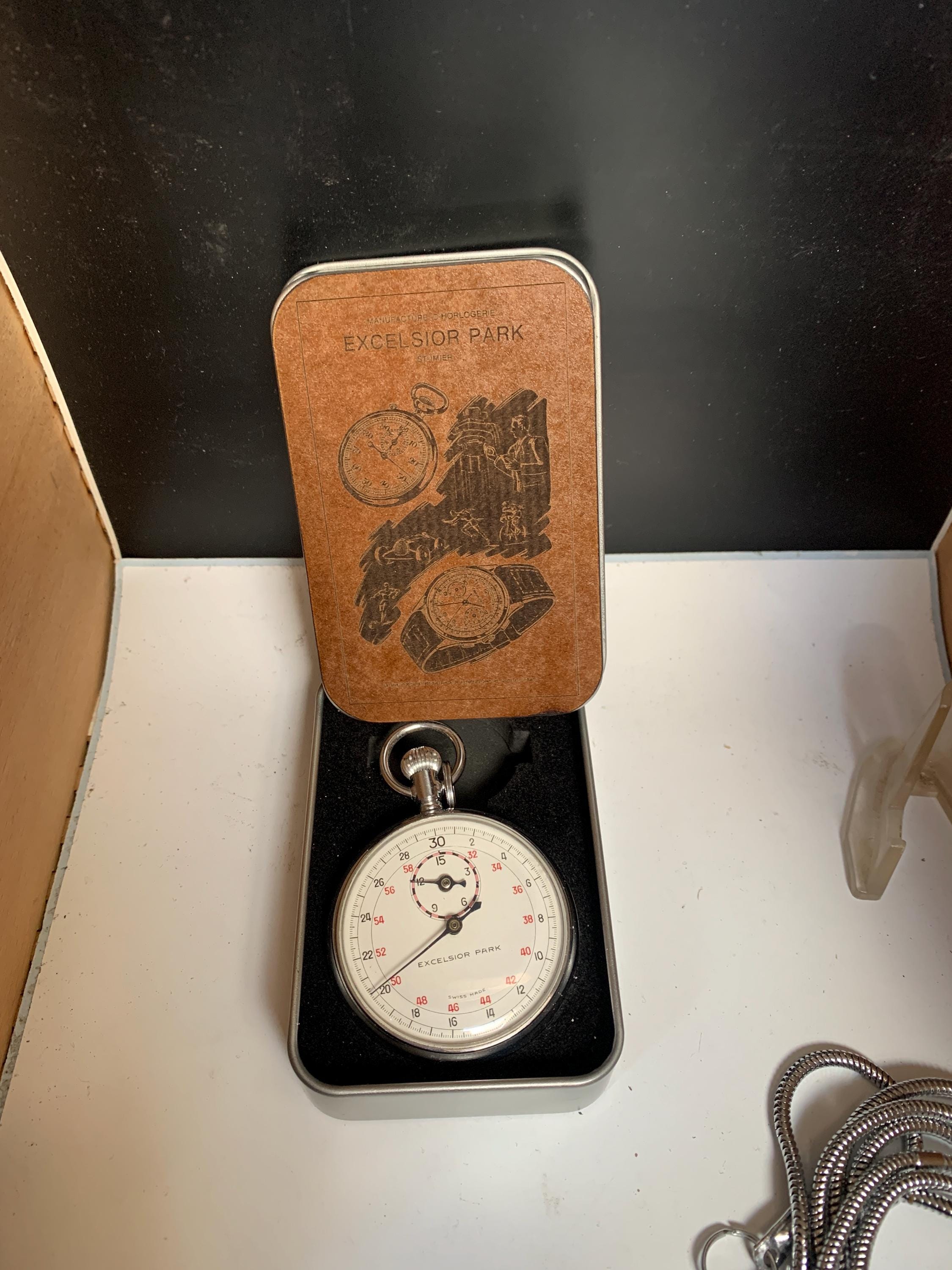 Vintage Rare Excelsior Park Stopwatch With Top Wind Movement