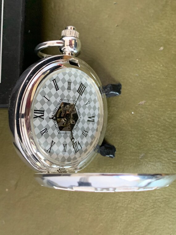 Mechanical Pocket Watch Chess Silver Plated Full Hunt… Gem