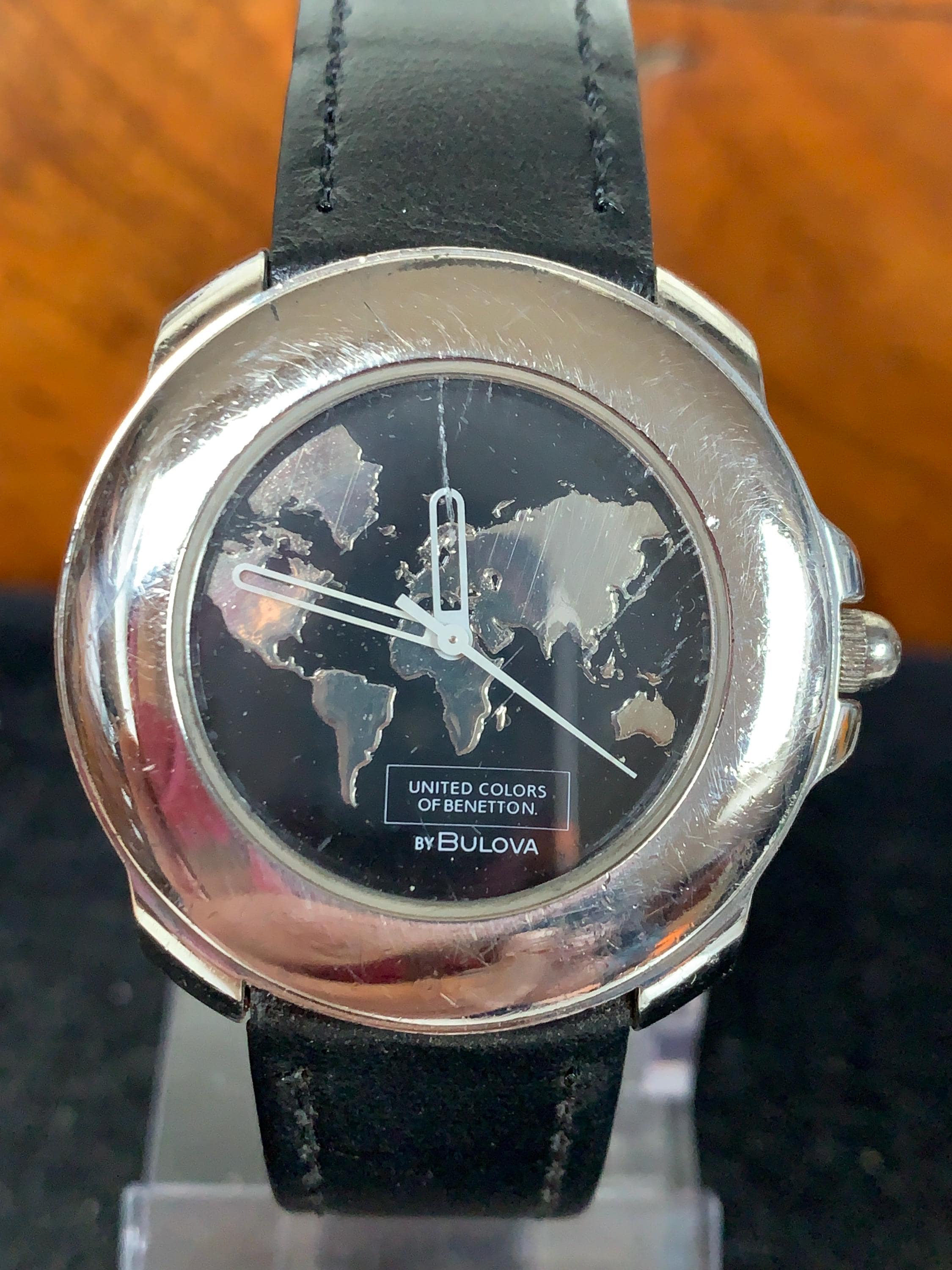 Vintage United Colors Benetton by Bulova Silver Map Vintage Quartz