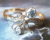 Antique Old European Cut Diamond Engagement Ring Moi et Toi Engagement Ring Antique Ring Diamond Ring - 1910s, 14K Yellow Gold, Size 7.75