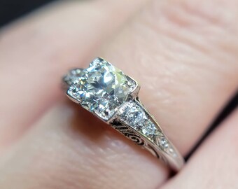 Vintage 1910s Engagement Ring Vintage Ring Art Deco Diamond Engagement Ring Art Deco Engagement Ring 1910s Art Deco Old European Cut Diamond