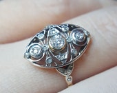 Edwardian Engagement Ring Edwardian Diamond Engagement Ring 1910s Edwardian Diamond Ring Navette Ring 14K Yellow Gold Platinum Ring