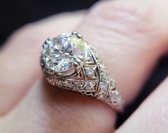Vintage 1930s Art Deco Diamond Engagement Ring Vintage Engagement Ring Art Deco Engagement Ring Vintage Ring 1.35 Carat