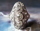 Edwardian Old European Cut Diamond Engagement Ring Antique Engagement Ring Diamond Ring Antique Ring Edwardian Ring 1910s Platinum Size 6.75