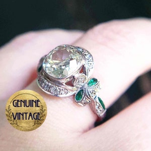 Vintage & Antique 1930s Art Deco Edwardian 2.54 Carat Total Weight Old Mine Cut Diamond Engagement Ring in Platinum | TheIdolsEye