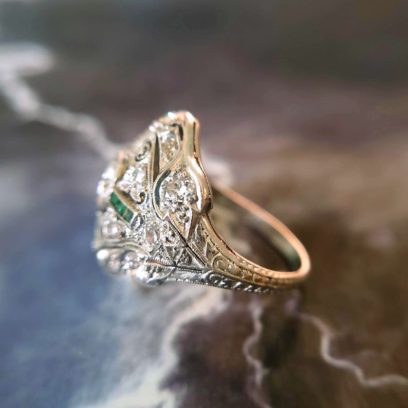 Vintage & Antique 1930s Art Deco Edwardian 0.96 Carat Total Weight Old European Cut Diamond Engagement Ring in Platinum TheIdolsEye image 4