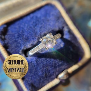 Vintage & Antique 1930s Art Deco Edwardian 0.41 Carat Total Weight Old European Cut Diamond Engagement Ring in 18K White Gold | TheIdolsEye