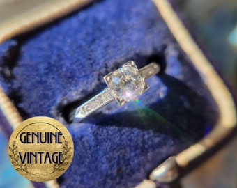 Vintage & Antique 1930s Art Deco Edwardian 0.41 Carat Total Weight Old European Cut Diamond Engagement Ring in 18K White Gold | TheIdolsEye