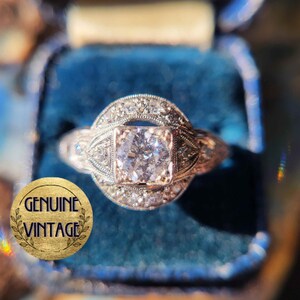 Vintage & Antique 1930s Art Deco Edwardian 0.51 Carat Total Weight Old European Cut Diamond Engagement Ring in Platinum TheIdolsEye image 1